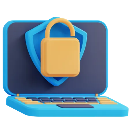 3 D Illustration Of Security Laptop Unlock 3D Icon