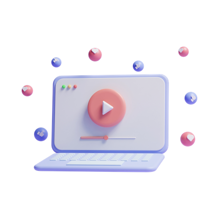 Laptop Video  3D Icon