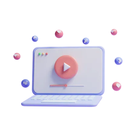 Laptop Video  3D Icon