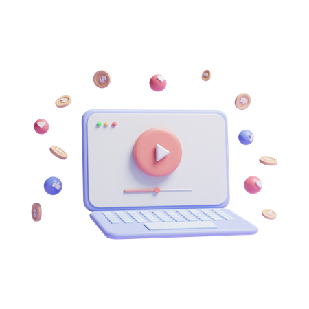 Laptop Video  3D Icon