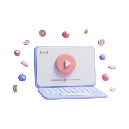 Laptop Video  3D Icon