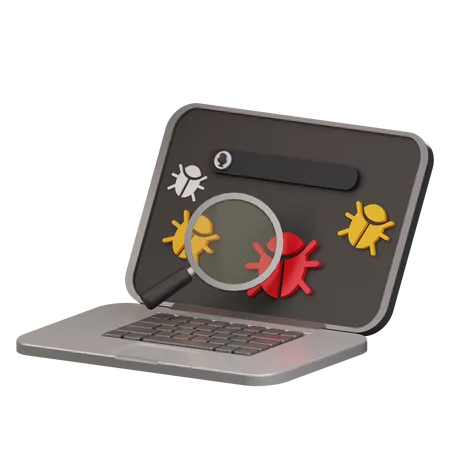 Laptop Virus  3D Icon