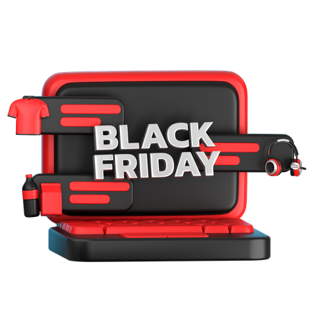 Laptop with Black Friday Promotion  3D Icon