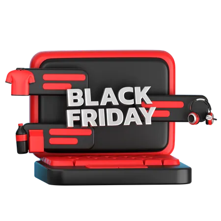 Laptop with Black Friday Promotion  3D Icon