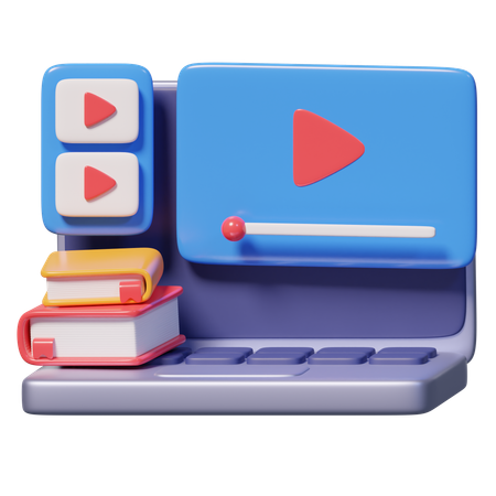 Laptop with Course  3D Icon