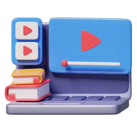 Laptop with Course  3D Icon