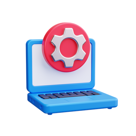 Laptop With Gear  3D Icon