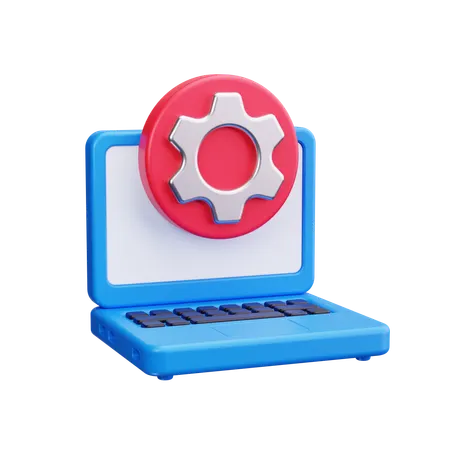 Laptop With Gear  3D Icon