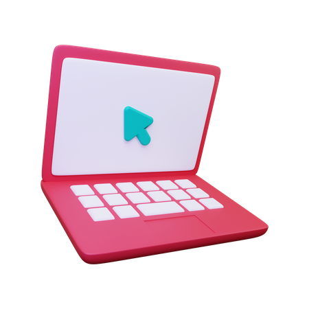 Laptop With Pointer 3D Illustration