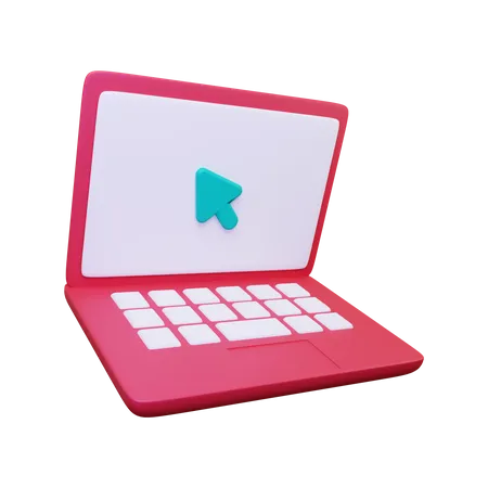 Laptop With Pointer  3D Illustration