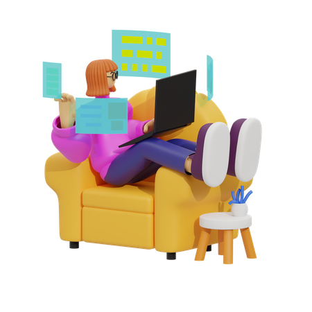 Laptops and Lounging, The Perfect Pair  3D Icon