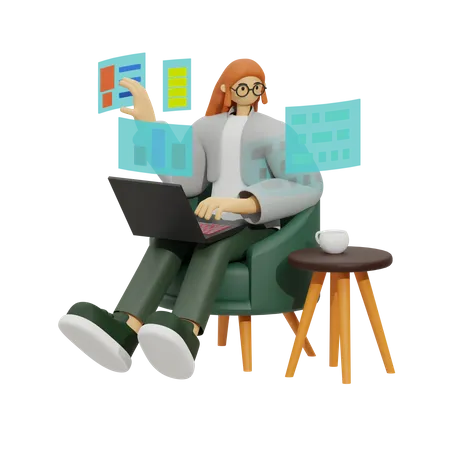 Laptops and Lounging, The Perfect Pair  3D Illustration