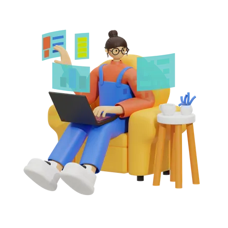 Laptops and Lounging, The Perfect Pair  3D Illustration