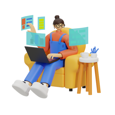 Laptops and Lounging, The Perfect Pair  3D Illustration