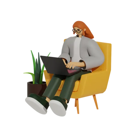 Laptops on the Lounge, The Ultimate Home Office Setup  3D Illustration