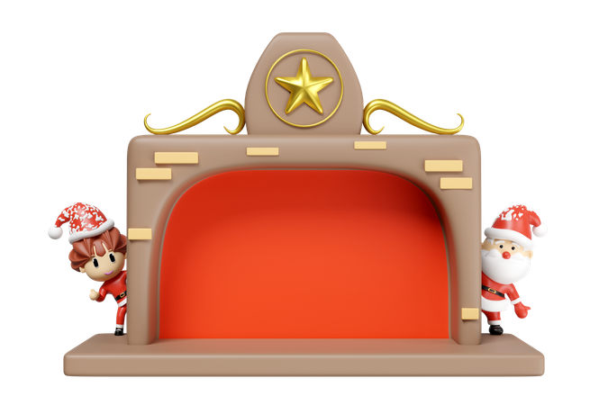 Lareira com Papai Noel  3D Icon