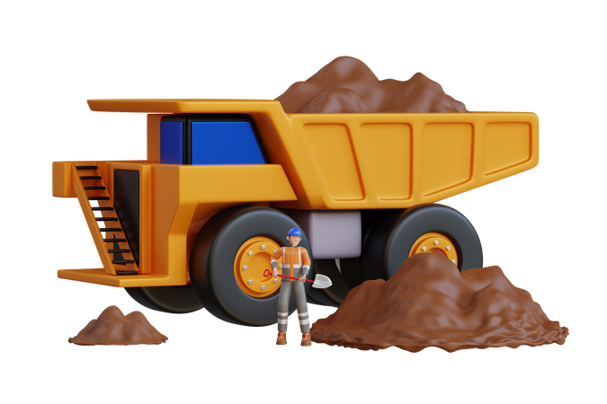 Large quarry dump truck in a coal mine  3D Illustration