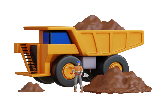 Large quarry dump truck in a coal mine  3D Illustration