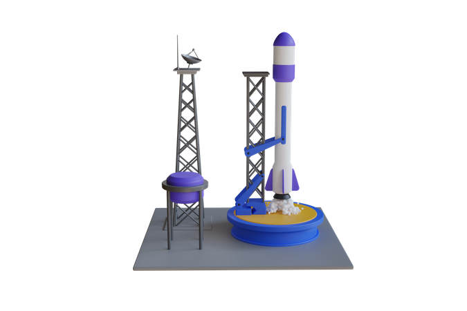 Large Space Rocket Ready For Launch  3D Illustration
