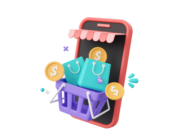 Las compras en línea  3D Icon