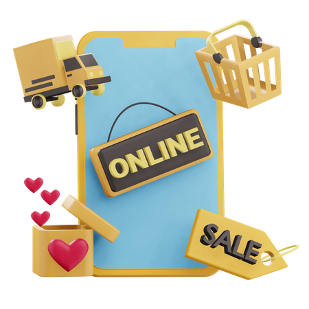 Las compras en línea  3D Icon