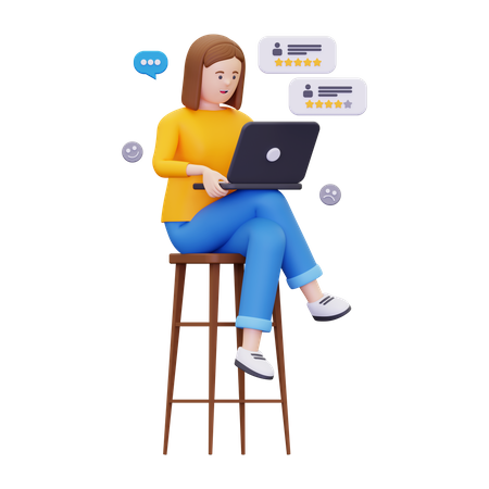 Las mujeres dan reseñas en línea  3D Icon