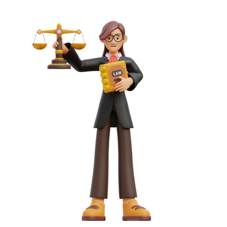 Las mujeres traen justicia y libros  3D Icon