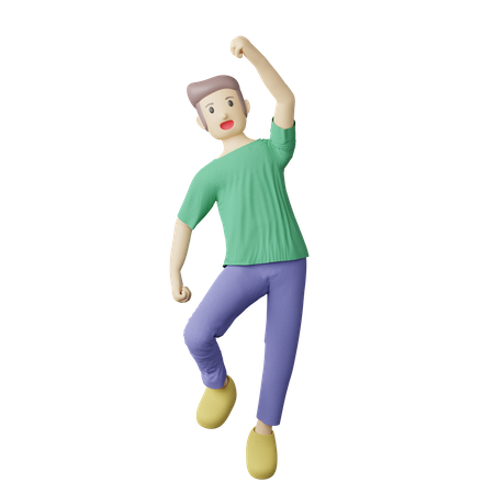 Lässige Person glücklich springen pose  3D Illustration