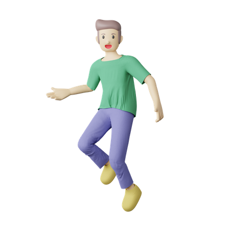 Lässige Person springt Pose  3D Illustration