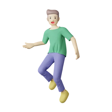 Lässige Person springt Pose  3D Illustration