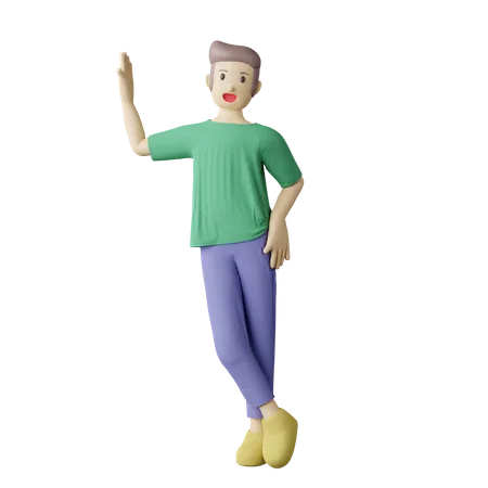 Lässige Person lehnt sich an Wandpose  3D Illustration