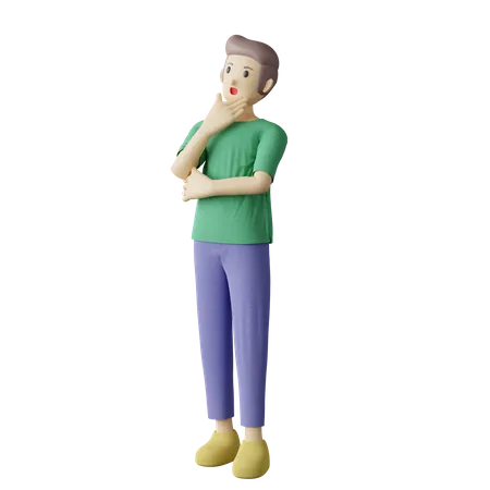 Lässige Person verwirrt pose  3D Illustration