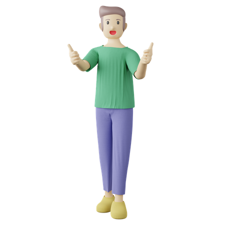 Lässige Person mit zwei Daumen nach oben pose  3D Illustration