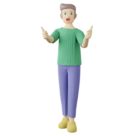 Lässige Person mit zwei Daumen nach oben pose  3D Illustration