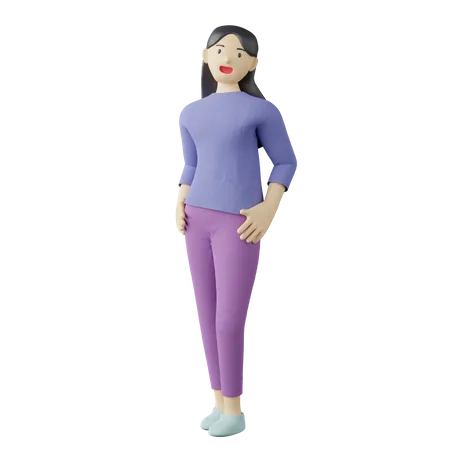 Lässige weibliche Hände auf der Taille pose  3D Illustration