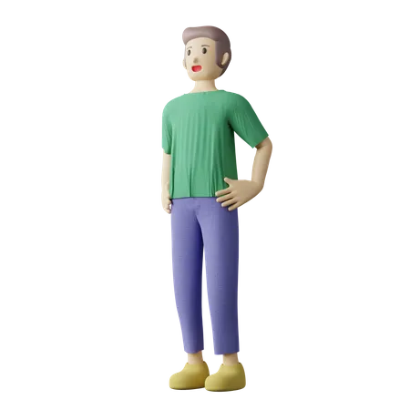 Legerer Mann mit den Händen auf der Hüfte pose  3D Illustration