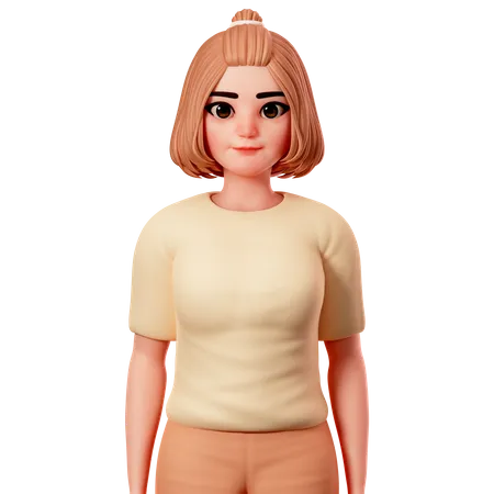 Lässiges Mädchen mit stehender Geste  3D Illustration