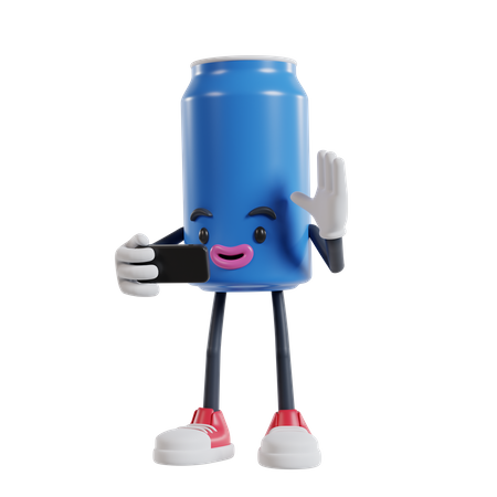Lata de personagem de refrigerante faz videochamadas  3D Icon