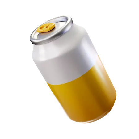 3 D Render Ilustracao Lata De Cerveja Amarela Com Etiqueta Branca 3D Illustration