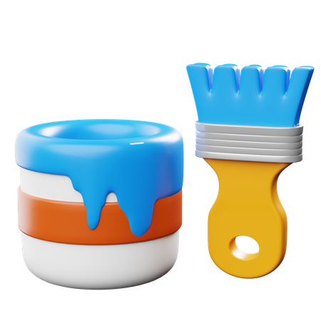 Lata de tinta e pincel  3D Icon
