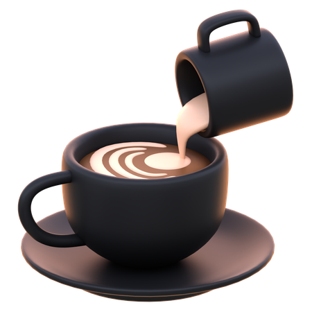 Latte Art Pouring  3D Icon