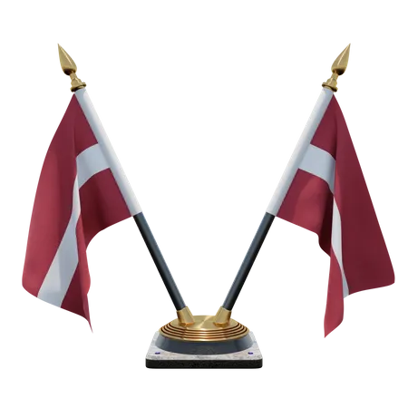 Latvia Double Desk Flag Stand  3D Flag