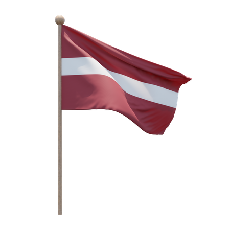 Latvia Flag Pole  3D Illustration