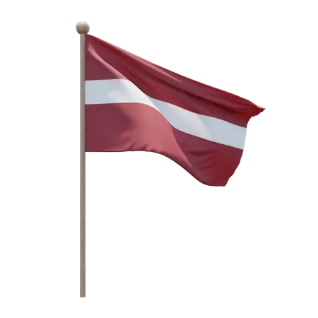 Latvia Flagpole  3D Flag