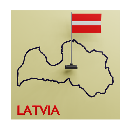 Latvia Map  3D Icon