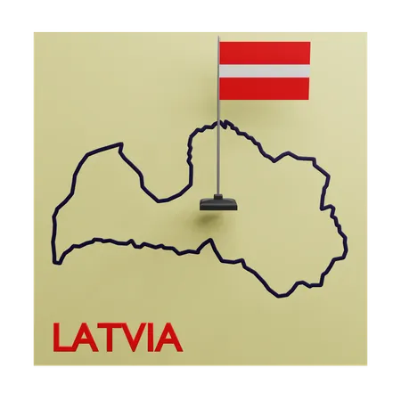 Latvia Map  3D Icon