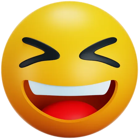 Grinning Squinting Emoji Laughing XD Face Big Grin Emoticon 3 D Stylized Icon 3D Icon