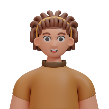 Laugh dreadlock hair man  3D Icon