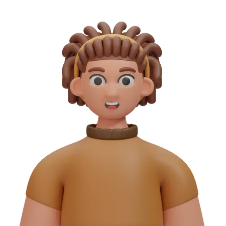 Laugh dreadlock hair man  3D Icon