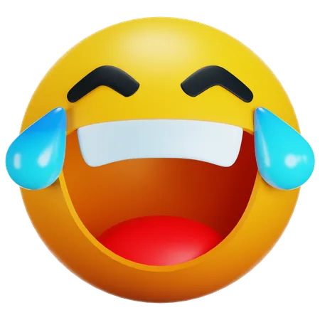 3 D Rendering Laughing Emoji With Tears Isolated On Transparent Background 3D Icon
